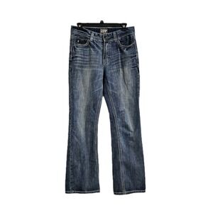 Cowboy Up Jeans Mens 33x36 Blue Bootcut Heavy‎ Stitch Distressed Western Denim